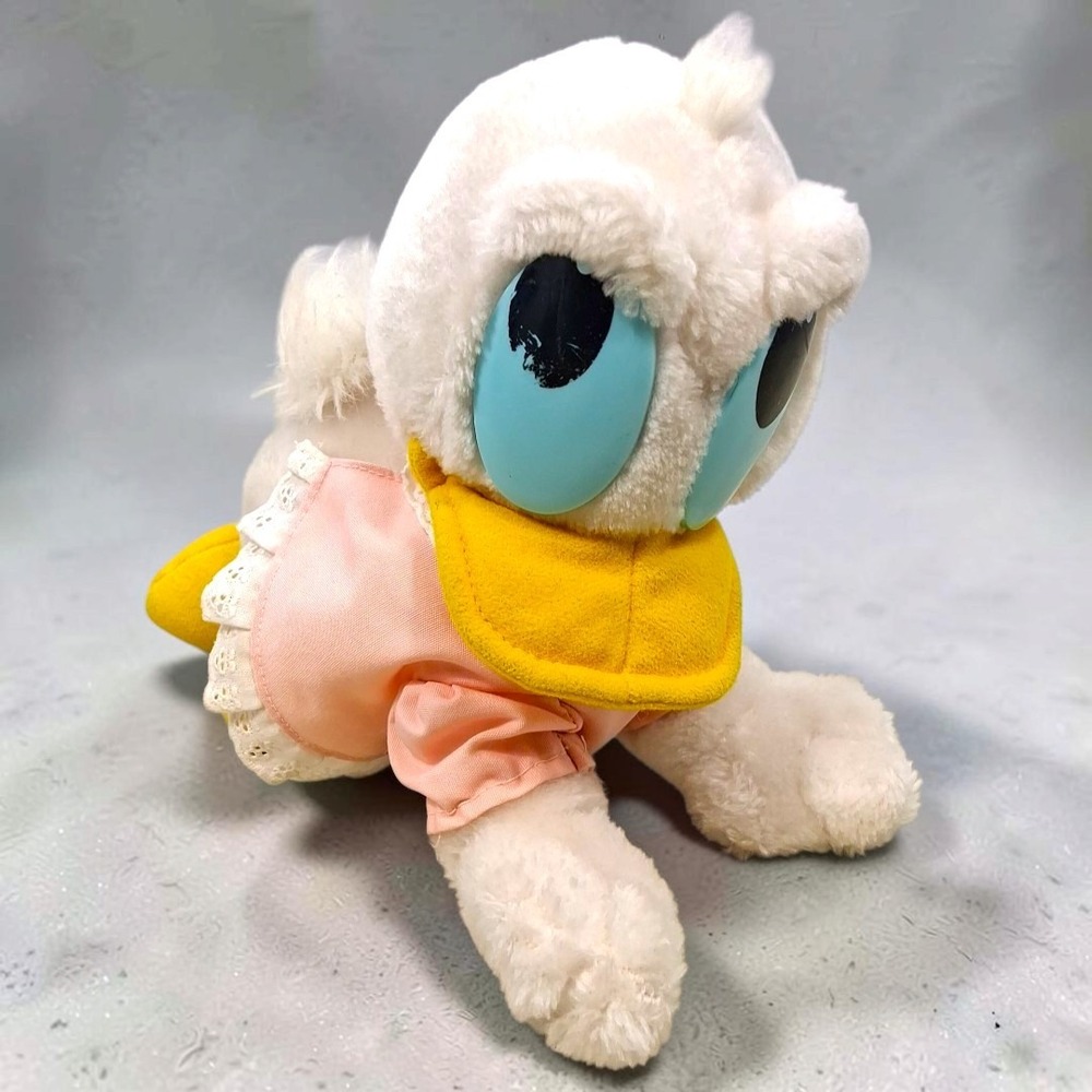 VTG Disney Baby Daisy Duck Crawling Plush 1980s Plastic Eyes Nursery Y2K 8" HTF